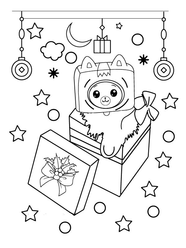 Lankybox boxy gift coloring page