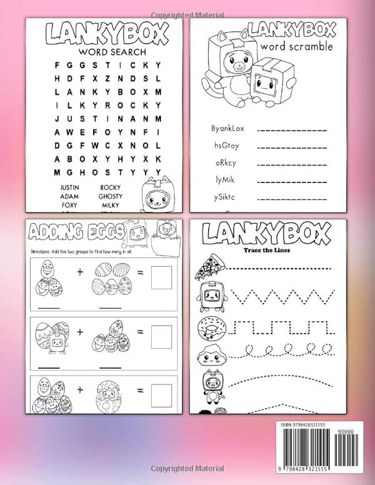 Lankybáx activity book perfect game workbook with coloring dot to dot mazes word search and more gift idea for kids preschool and kindergarten doyle reese books