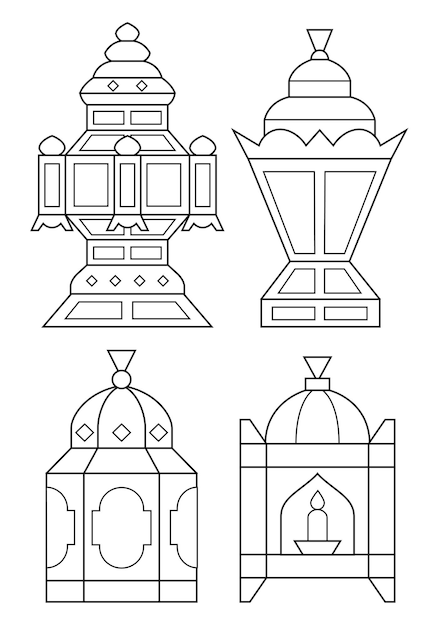 Premium vector ramadan lanterns coloring page vector illustration