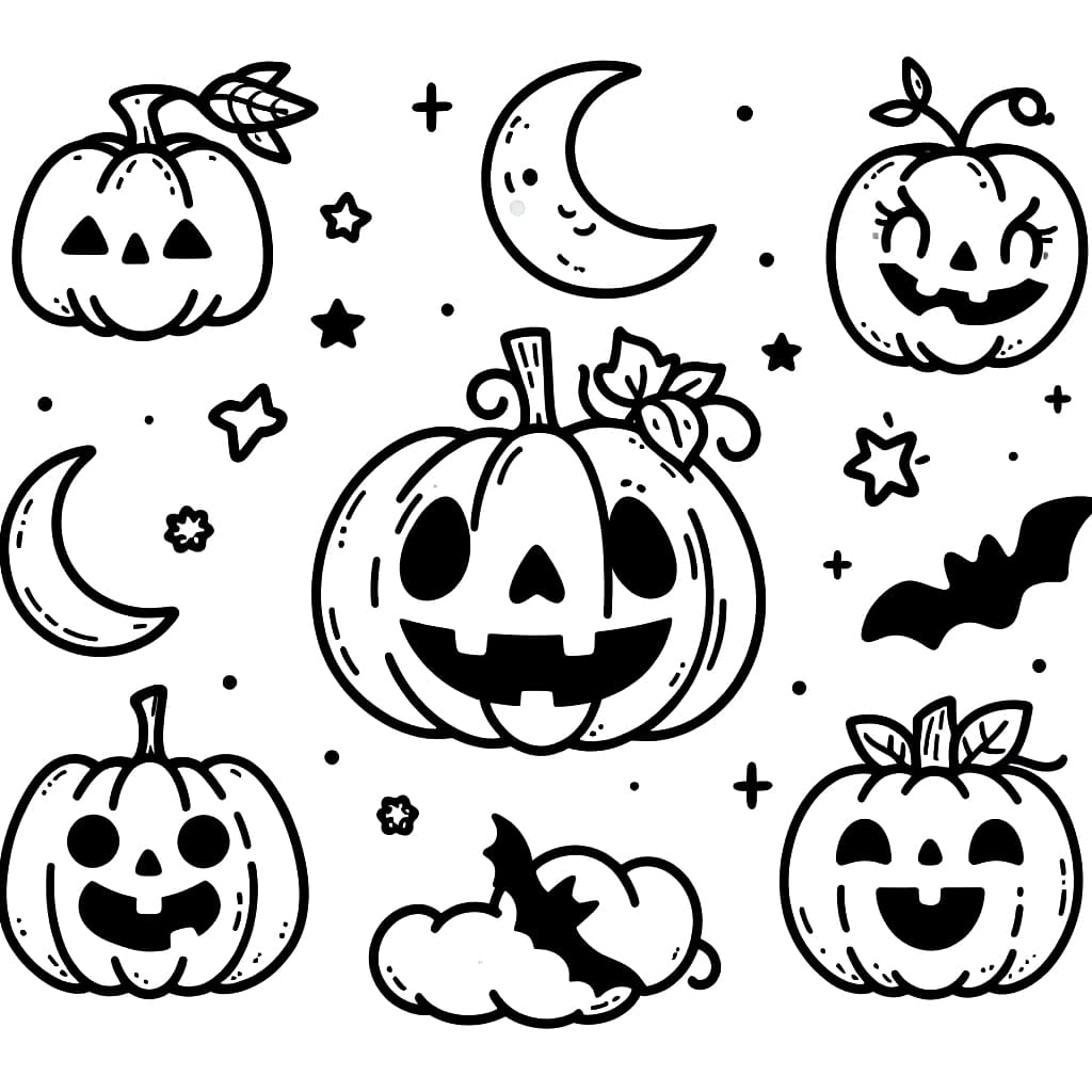 Many jack o lanterns coloring page