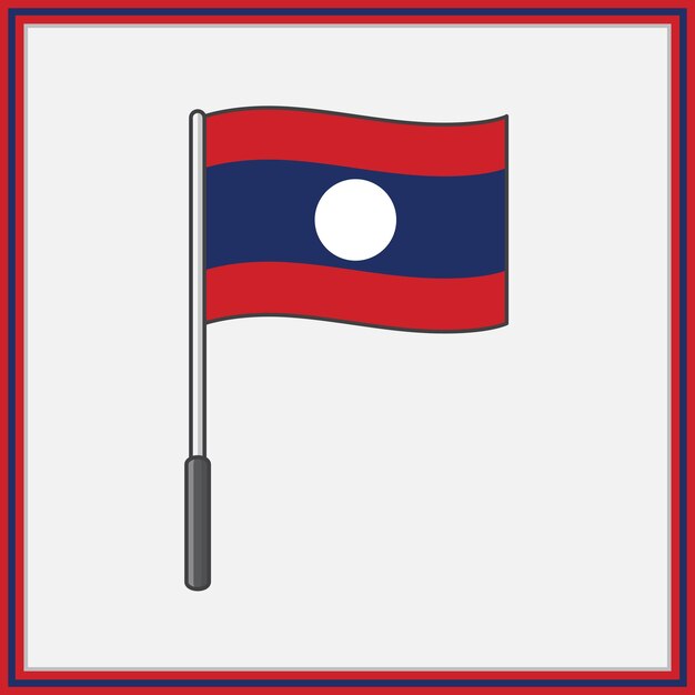 Premium vector laos flag cartoon vector illustration flag of laos flat icon outline