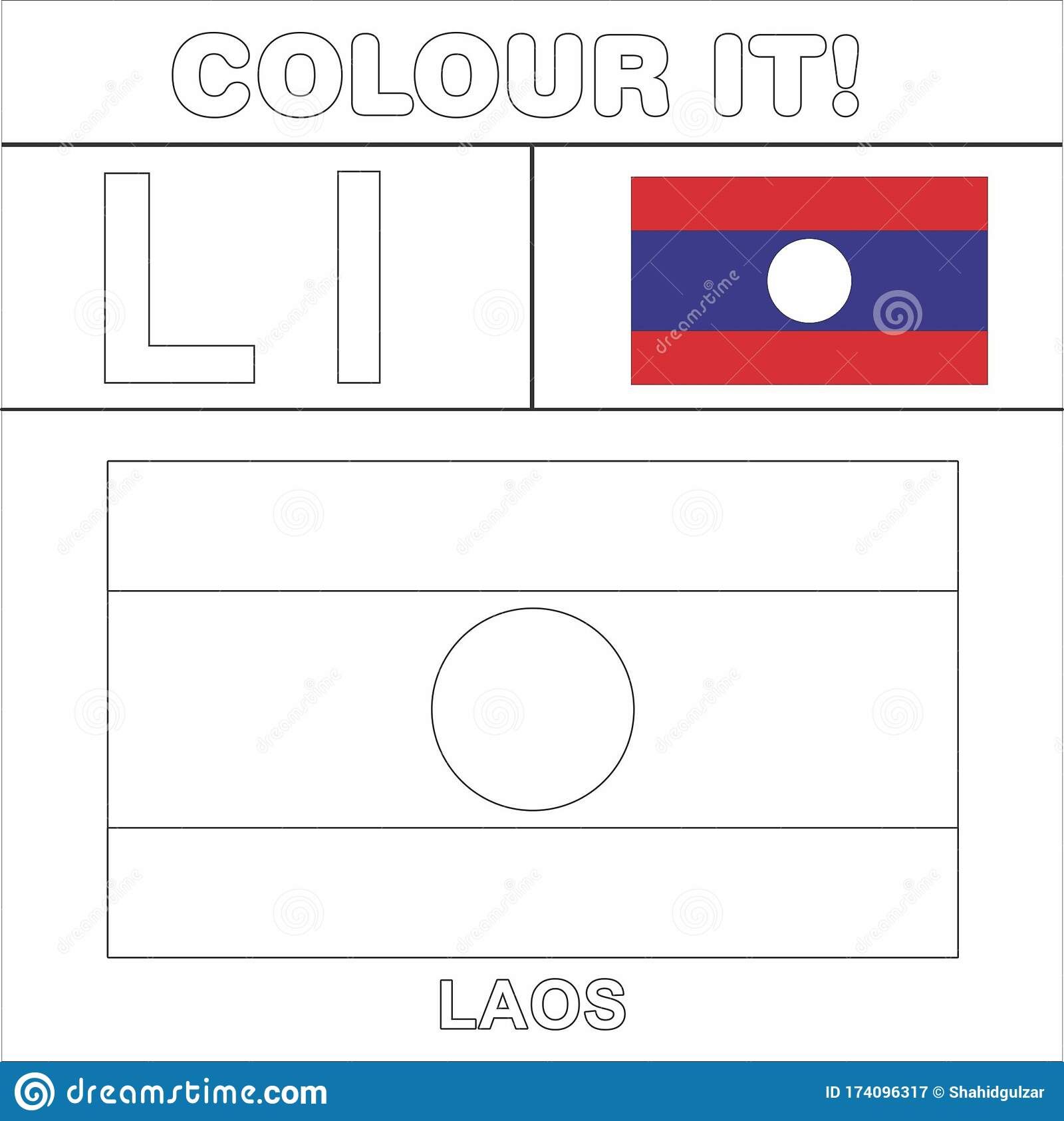 Colour it kids colouring page country starting from english letter llaos how to color flag stock illustratioâ kid coloring page flag drawing coloring for kids