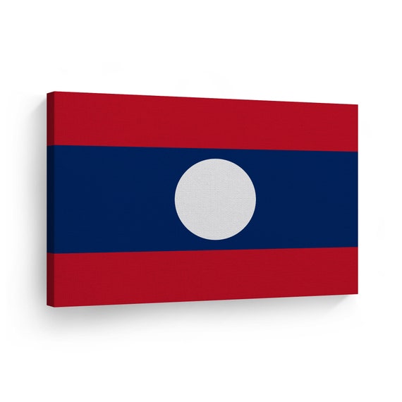 Laos flag canvas or metal wall art print country flags office