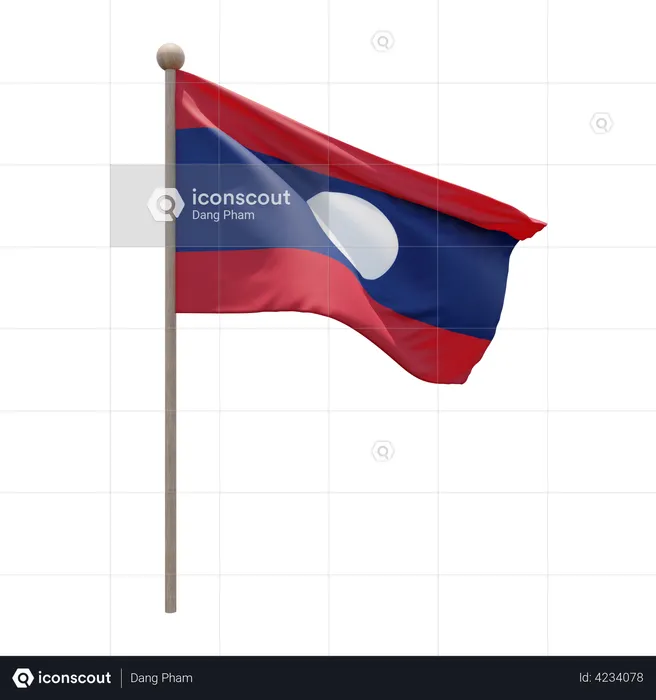 Laos flag pole d illustration download in png obj or blend format