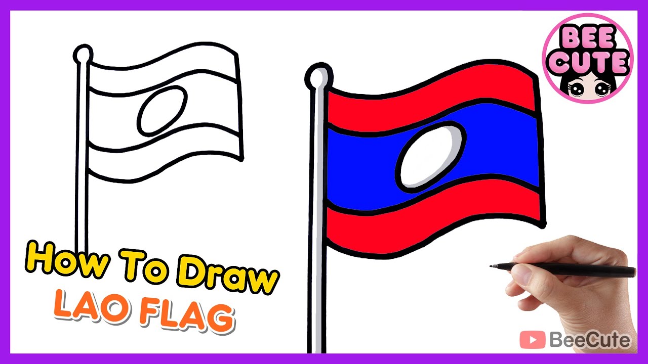 How to draw flag of lao draw and coloring lao national flag àºàºàºàºàºàºàºàºàº