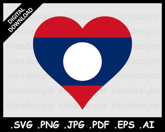 Laos heart flag svg lao laotian love shape country national flag digital icon symbol clipart vector cricut cut file png eps jpg jpeg pdf ai