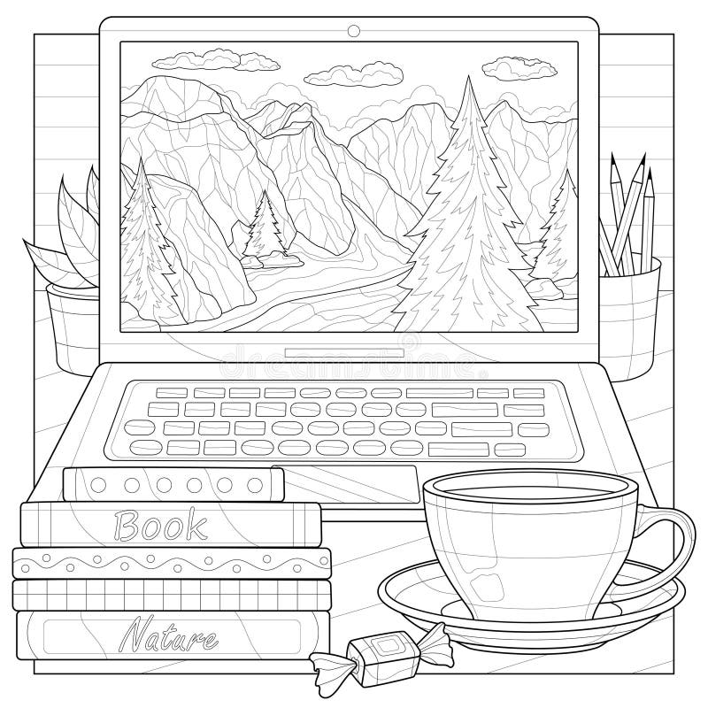 Coloring book laptop stock illustrations â coloring book laptop stock illustrations vectors clipart