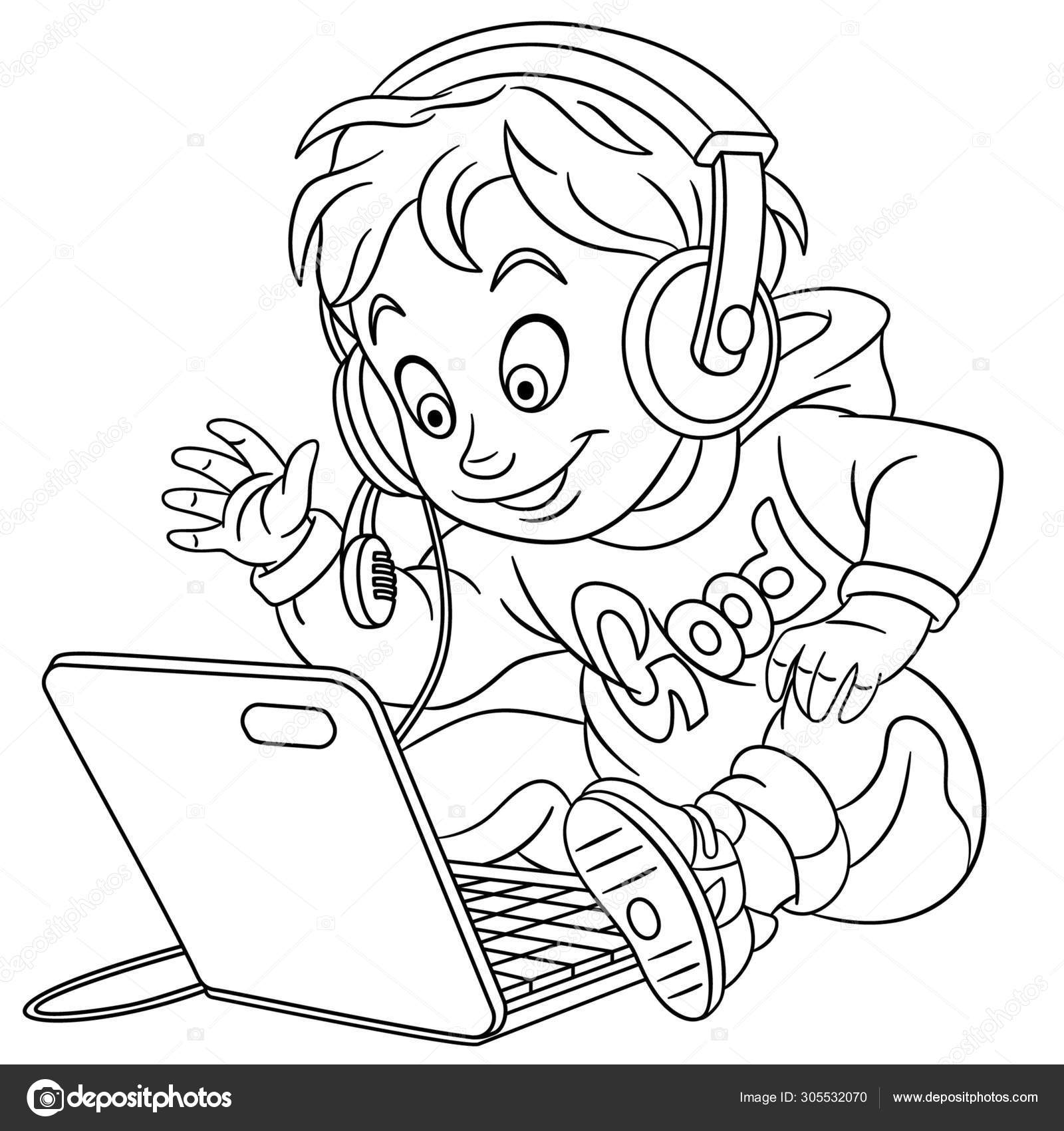 Coloring page with video cyber e