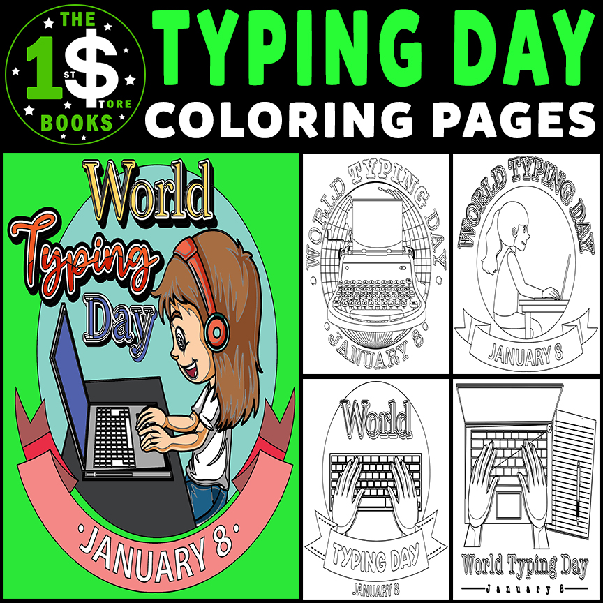 World typing day coloring pages january holiday coloring sheets made by teachers