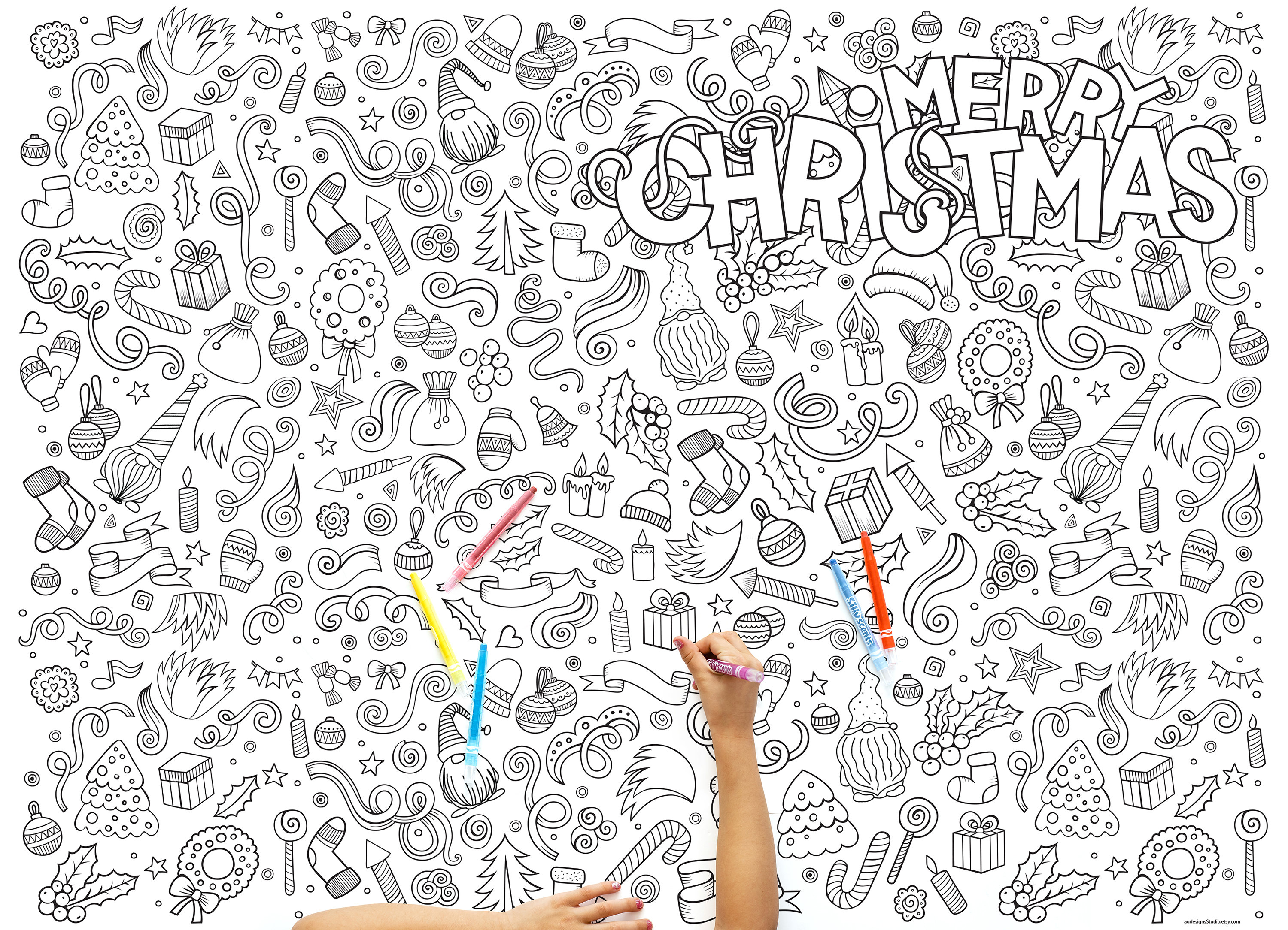 Christmas coloring page extra large poster coloring page kids crafts kids activity