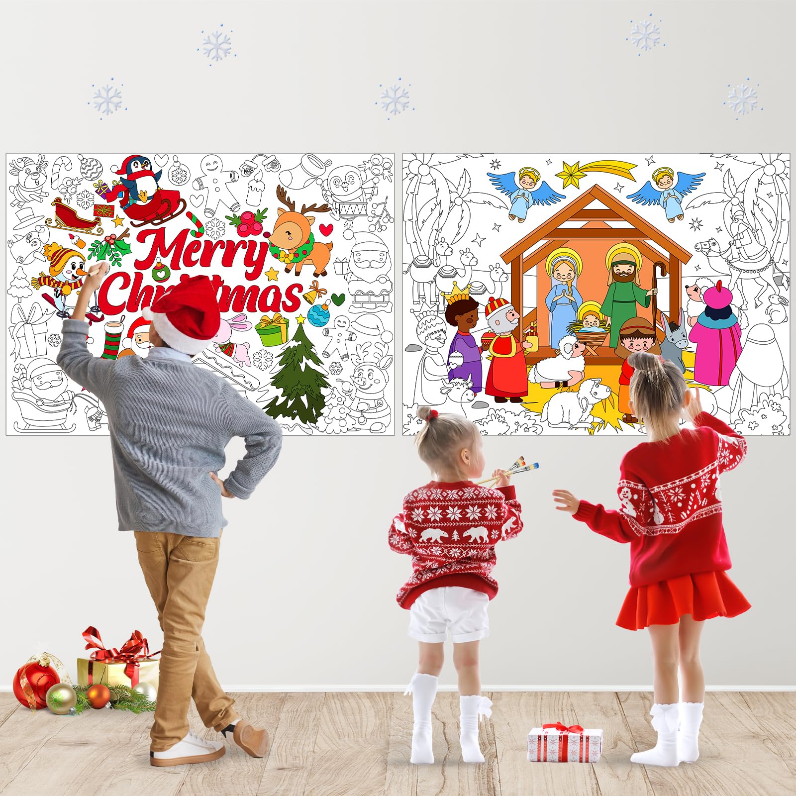 Pack giant christmas coloring poster nativity large coloring poster for kids xmas big jumbo coloring pages craft for class home christmas activity kids christian coloring gift party favor supplies toys