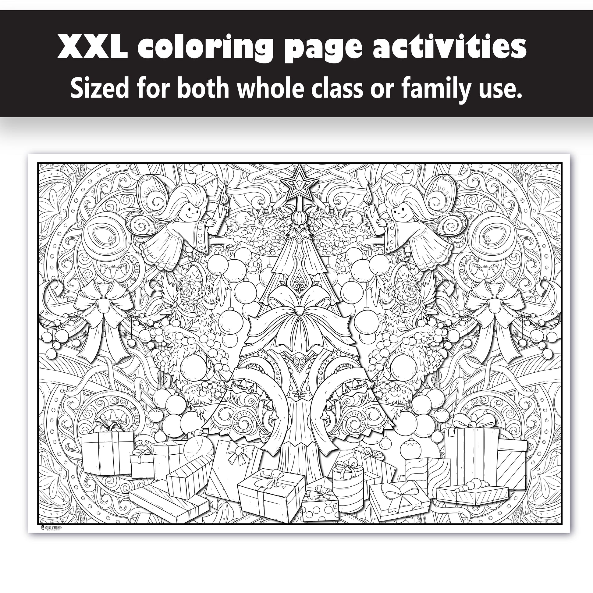 Christmas activity coloring page extra large poster folded version you â young n refined