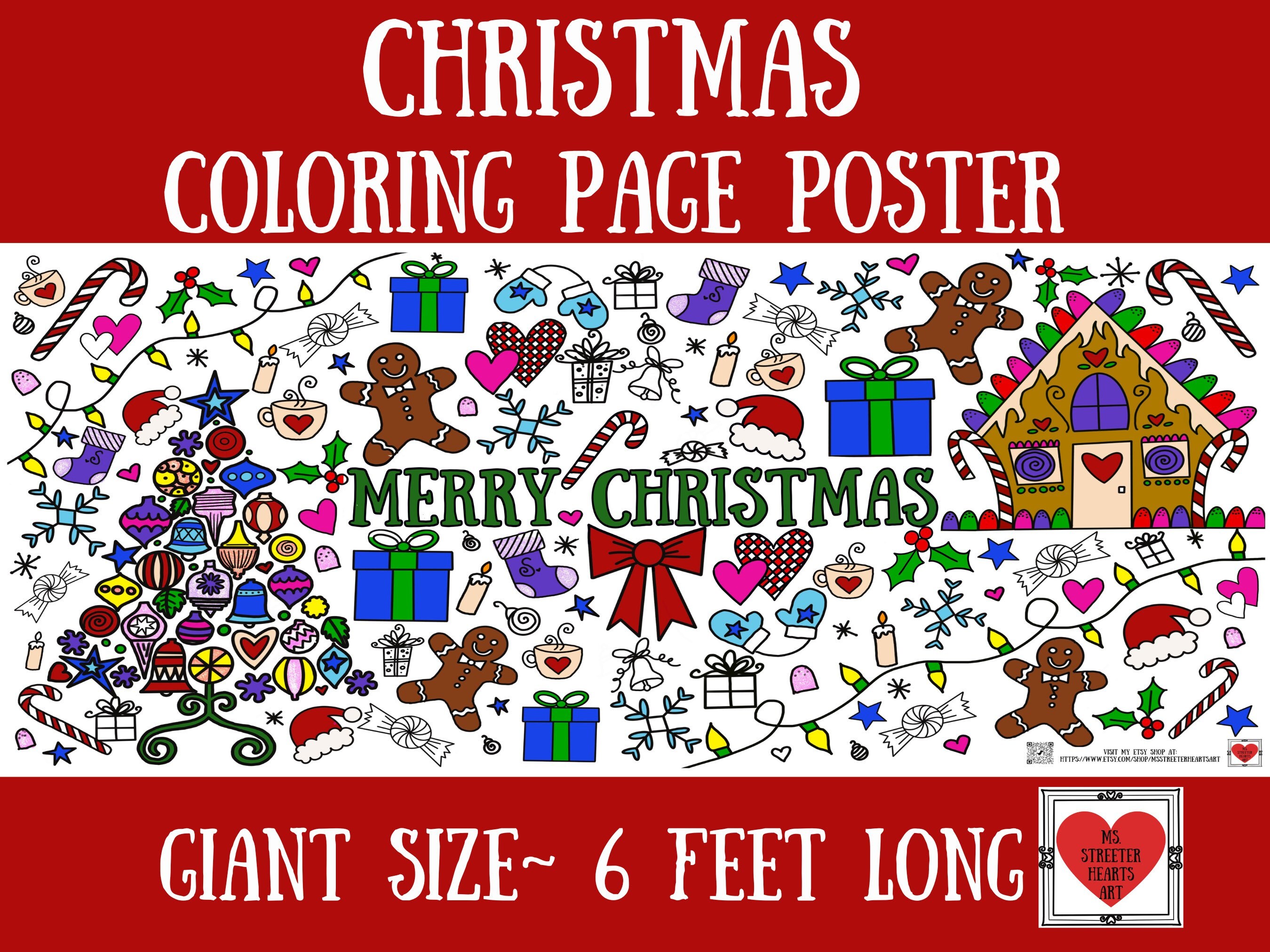 Christmas coloring poster large coloring poster christmas decorations table covercoloring bannerholiday decorations