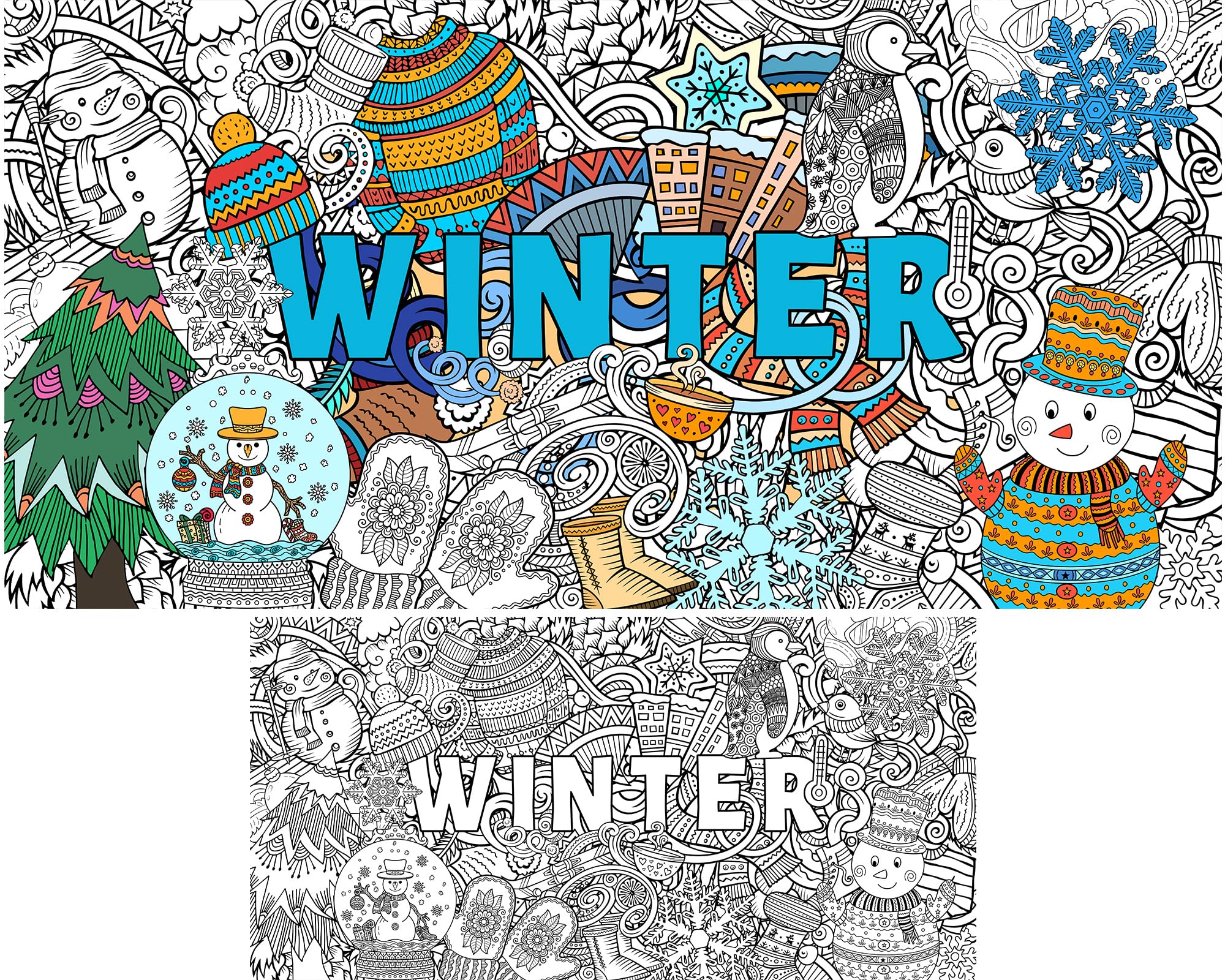 Giant mandala coloring posters large winter diy drawing coloring posters jumbo winter holidays wall coloring pages for painting art craft activity big coloring sheet for home classroom decor suppliesâ toys