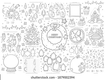 Hakuun big coloring poster printable christmas activity liittyvã vektorikuva rojaltivapaa