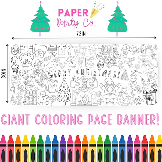 Large christmas coloring banner christmas coloring table top poster giant coloring sheet christmas party christmas craft