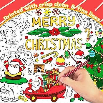 Kvcsyaw christmas giant coloring poster with pcs paint pens x inch jumbo coloring poster with tree huge coloring paper large coloring sheets for christmas school home birthday party