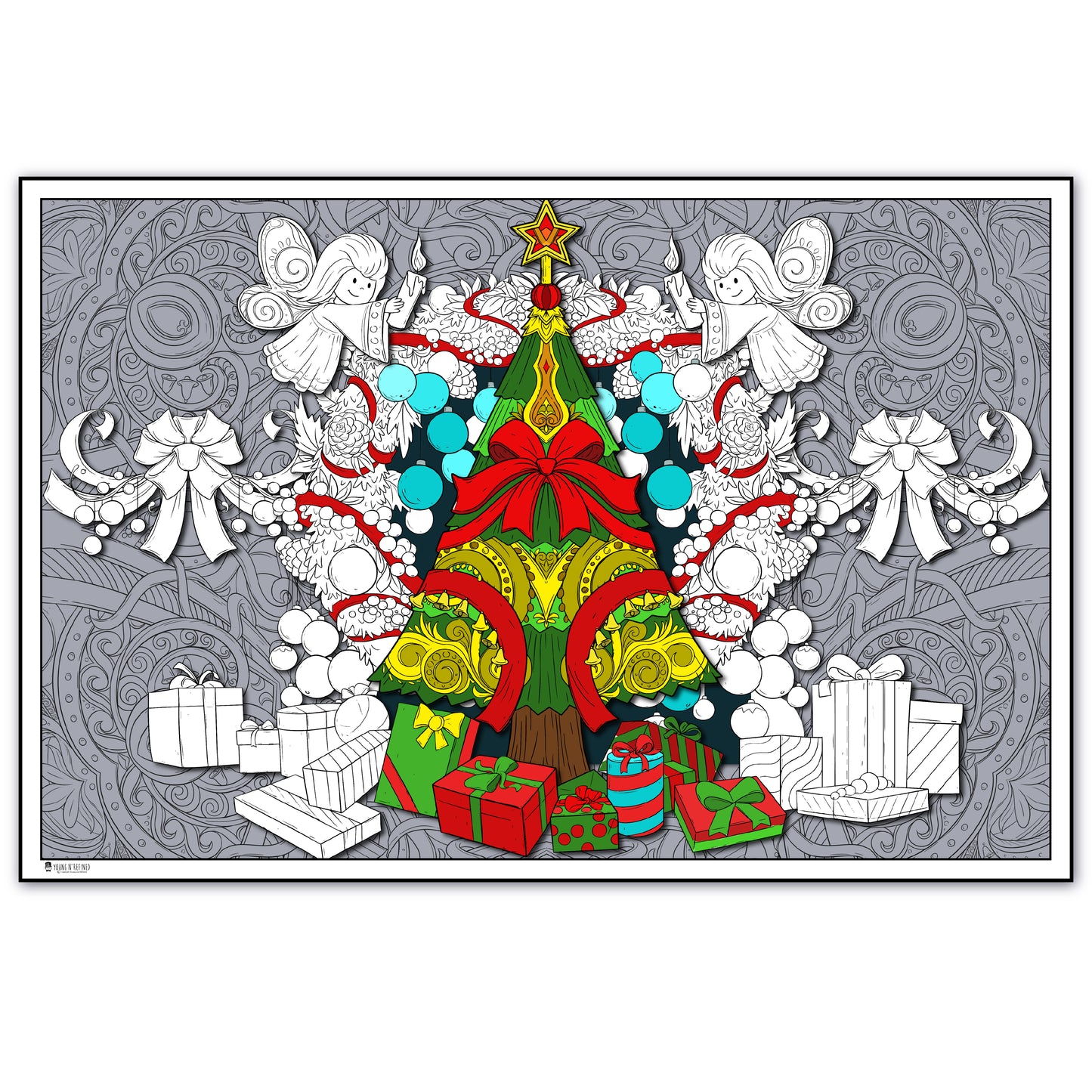 Christmas activity coloring page extra large poster folded version you â young n refined