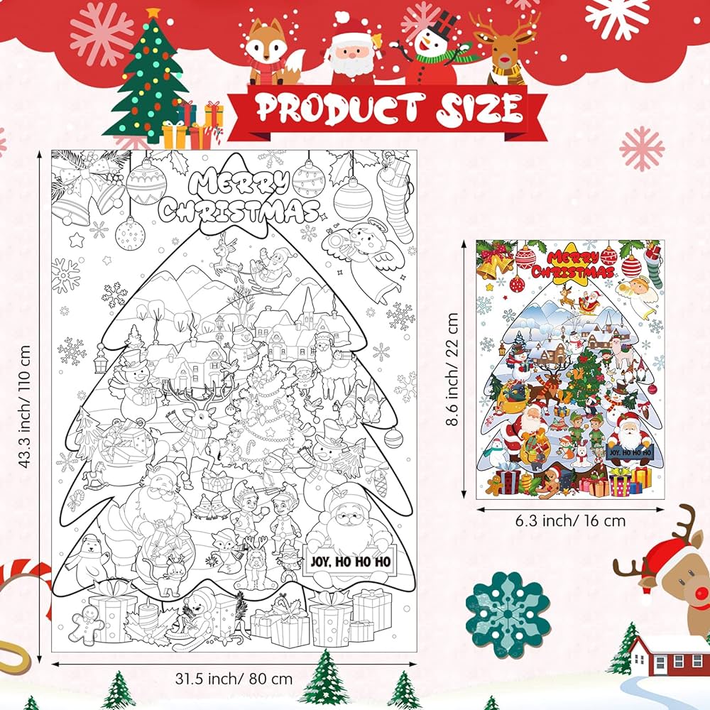 X inch giant christmas coloring poster xmas huge posters to color merry christmas jumbo coloring paper gift for kids girls boys arts and crafts schools class birthday xmas party