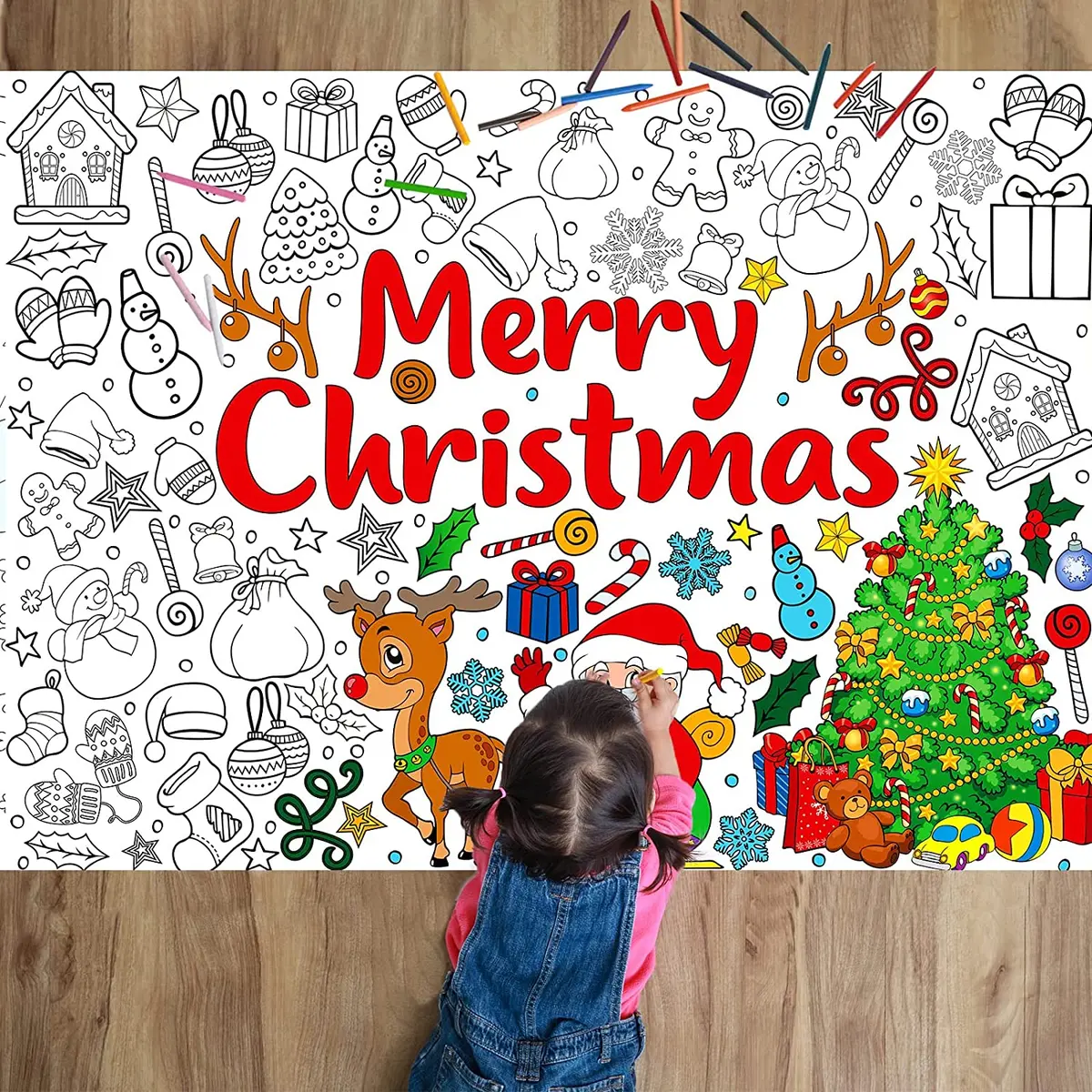 Christmas coloring books for kids xmas giant coloring poster holiday large color