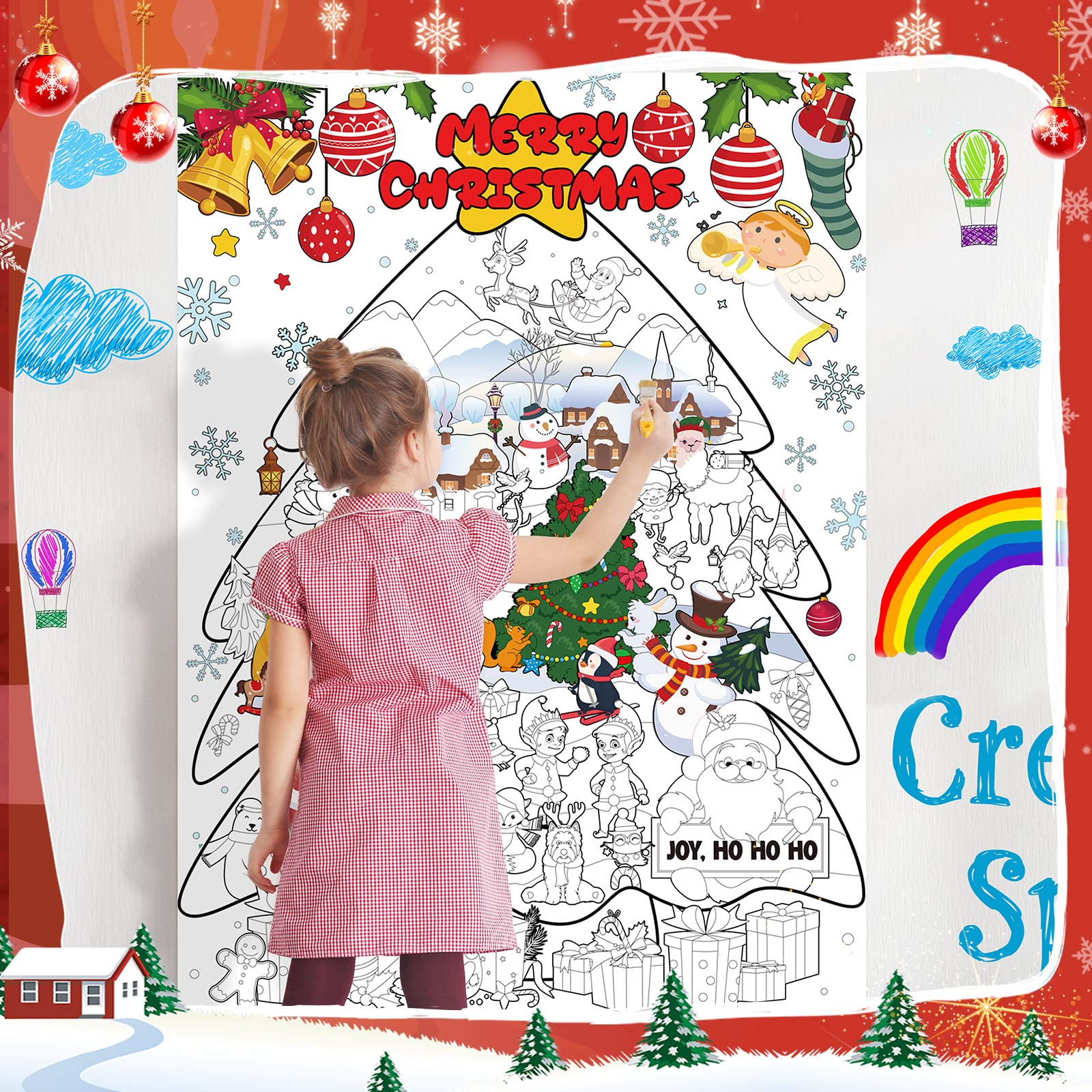 X inch giant christmas coloring poster xmas huge posters to color merry christmas jumbo coloring paper gift for kids girls boys arts and crafts schools class birthday xmas party