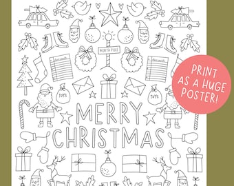 Huge christmas coloring poster and holiday coloring pages