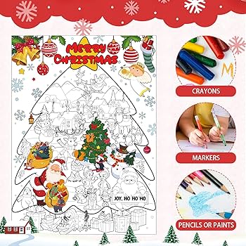 X inch giant christmas coloring poster xmas huge posters to color merry christmas jumbo coloring paper gift for kids girls boys arts and crafts schools class birthday xmas party