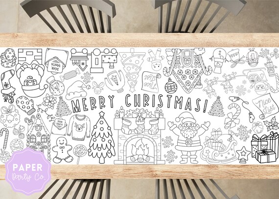 Large christmas coloring banner christmas coloring table top poster giant coloring sheet christmas party christmas craft