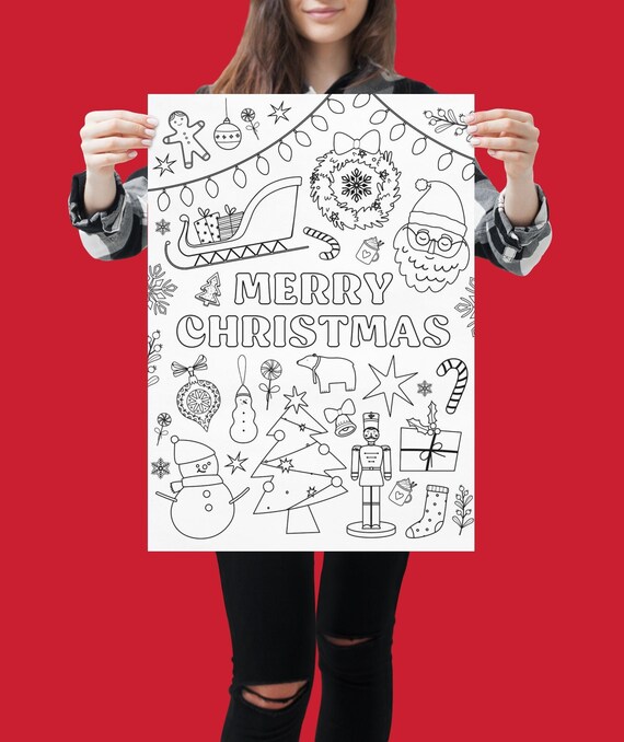 Huge engineering christmas coloring poster christmas printable christmas coloring page sizes included christmas blueprint coloring poster