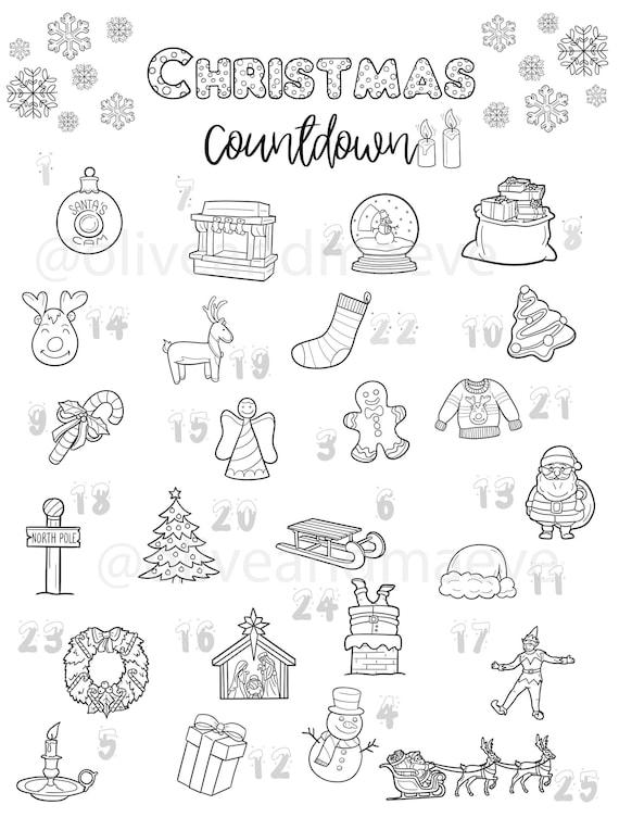 Christmas countdown coloring page extra large poster large coloring page kids activity coloring coloring banner christmas calendar