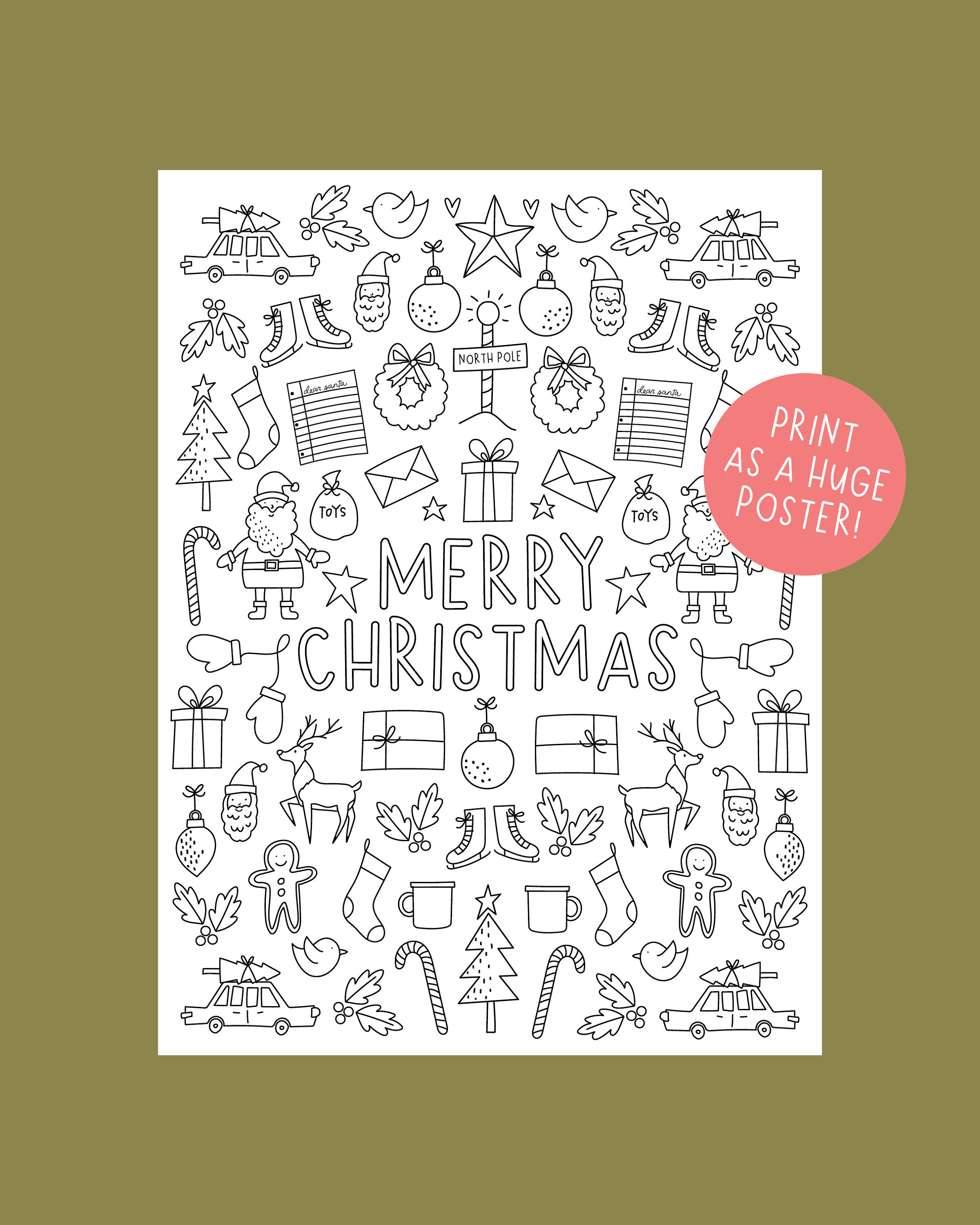 Huge christmas coloring poster and holiday coloring pages