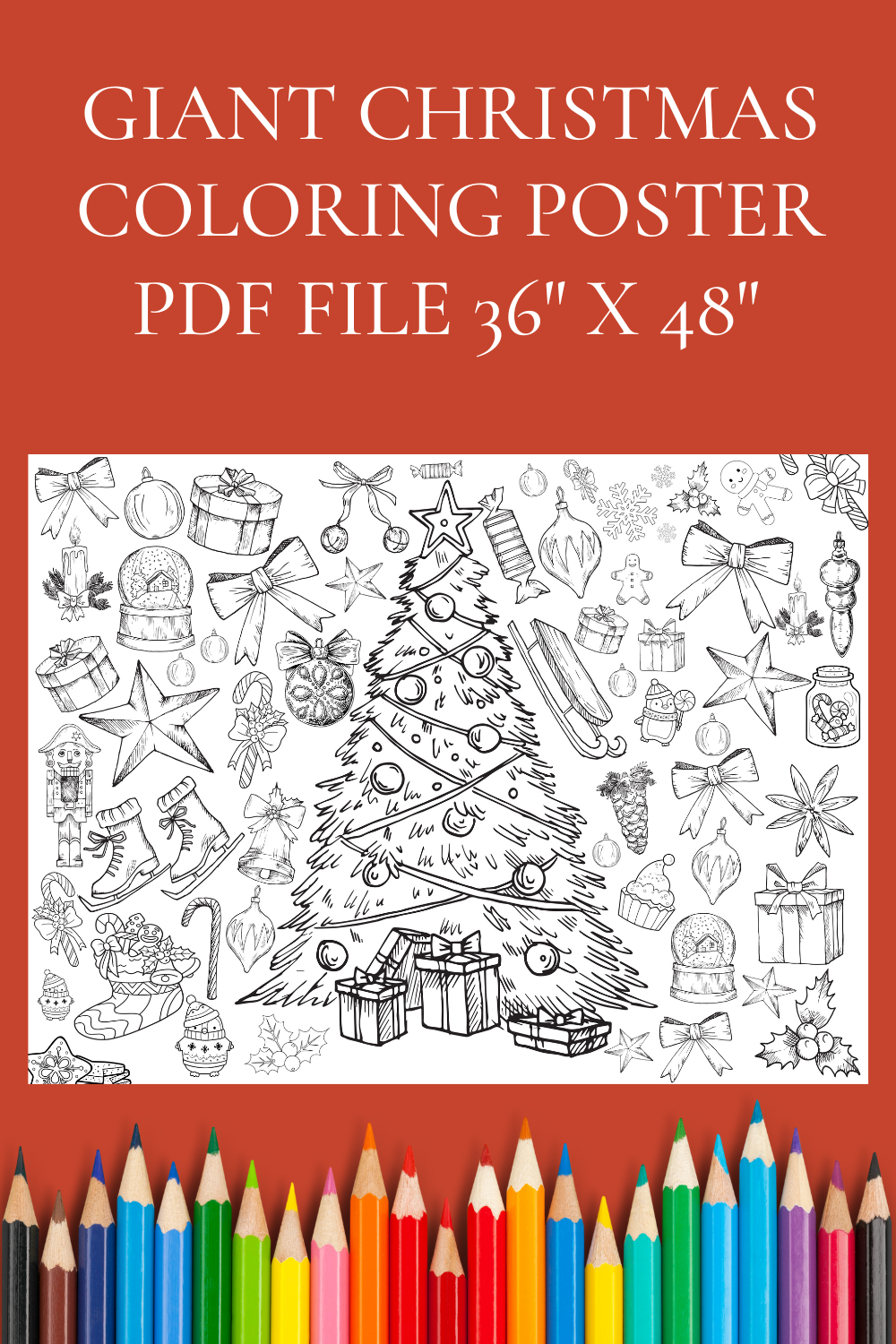 Giant christmas coloring poster holiday coloring pages