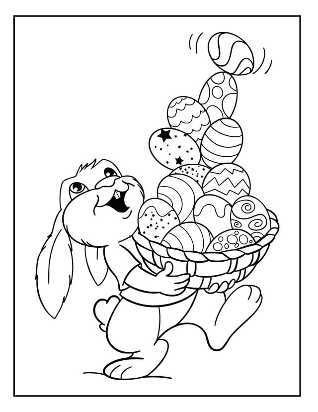 Happy easter coloring book large print easy and fun relaxing colouring pages featuring cute bunnies decorated easter egg baskets birds flowers and more gift for kids rcoloringbookspastime