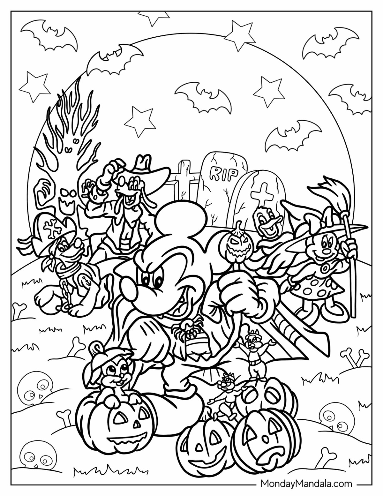 Disney halloween coloring pages free pdf printables