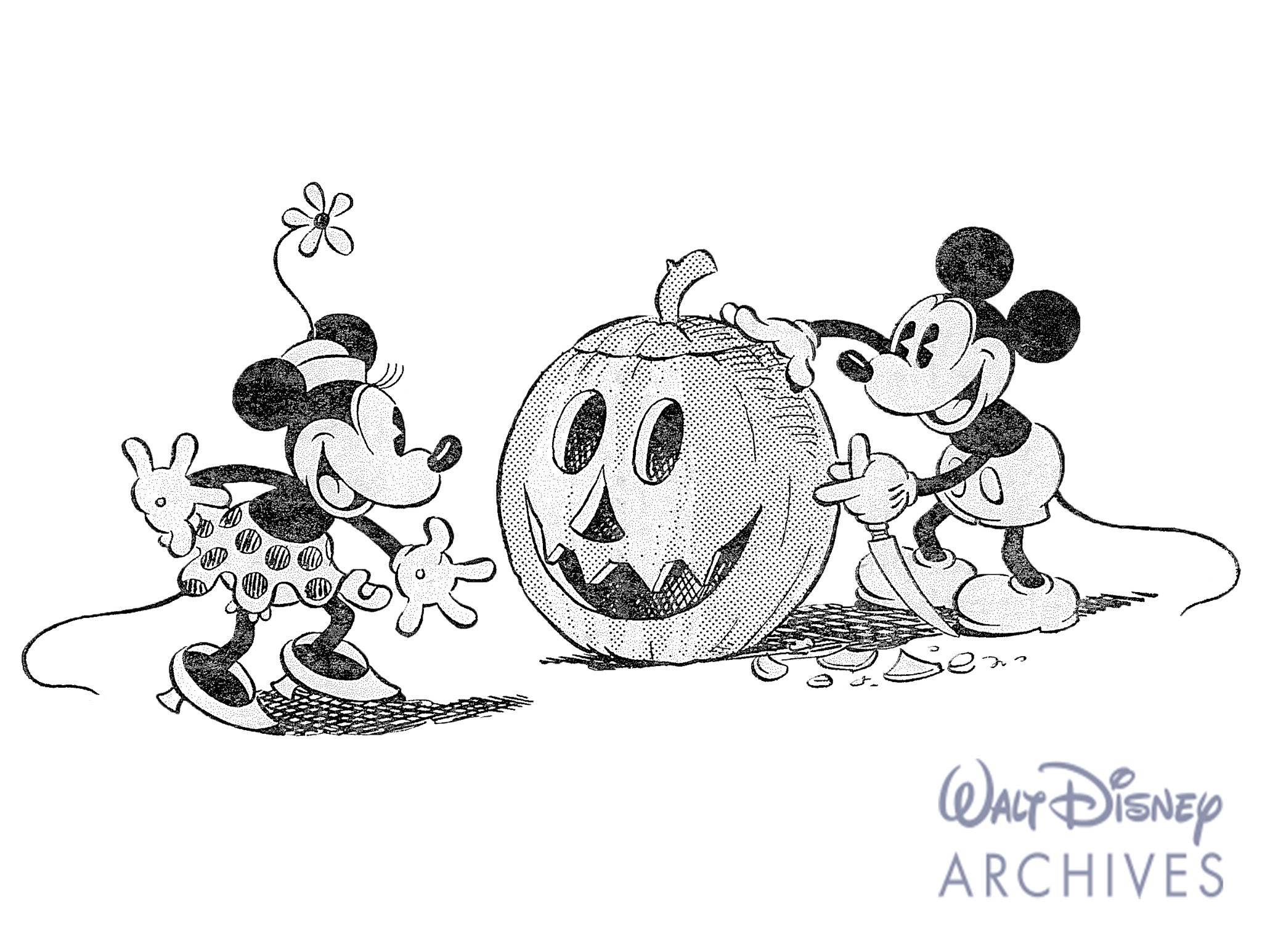 Walt disney archives on x mickey and minnie are carving up some halloween fun in this publicity art from a issue of the official bulletin of the mickey mouse club halloween