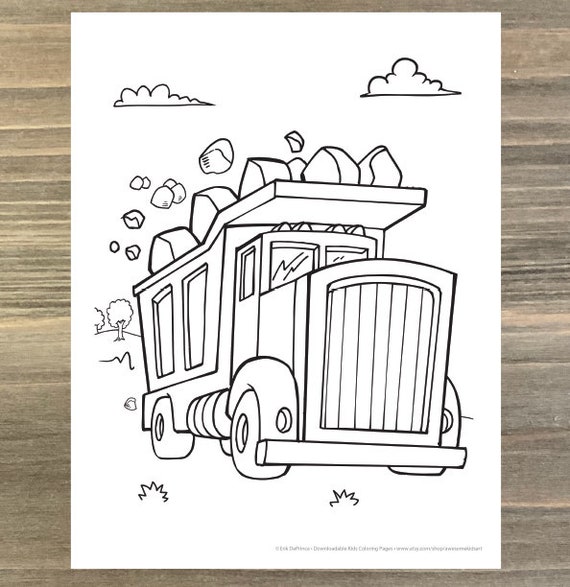 Big construction dump truck coloring page downloadable pdf file