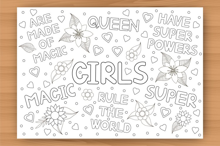 Girls coloring page big coloring poster size a and a