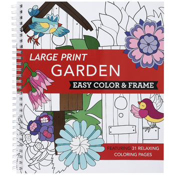 Easy color frame garden large print adult coloring book