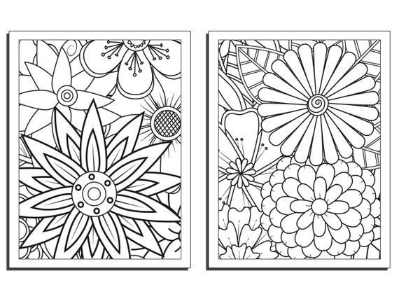Large print floral coloring pages unique floral patterns for mindfulness coloring instant download download now