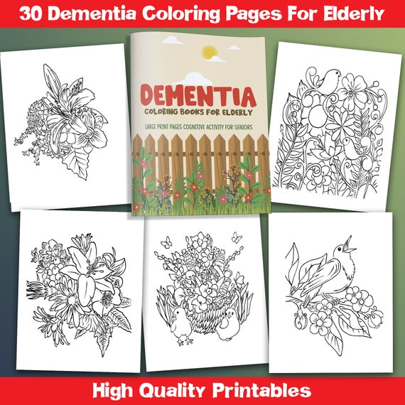 Best value dementia coloring books for elderly instant download large print pages cognitive activity for seniors w spring garden more