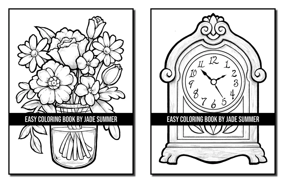 Easy coloring book large print designs for adults and seniors simple images