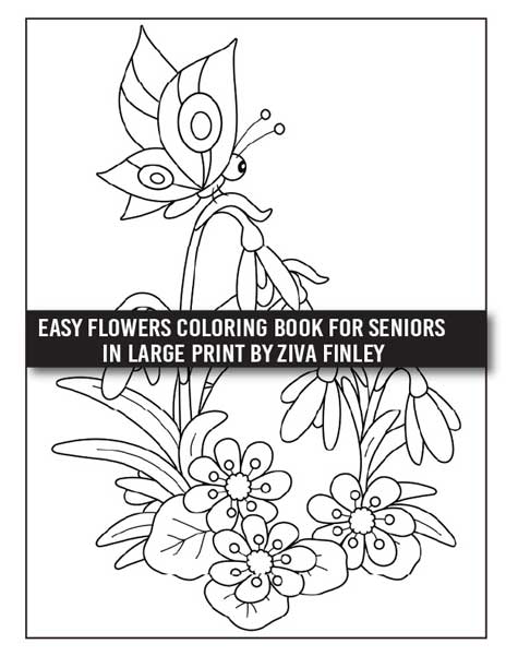 Easy flowers coloring book for seniors
