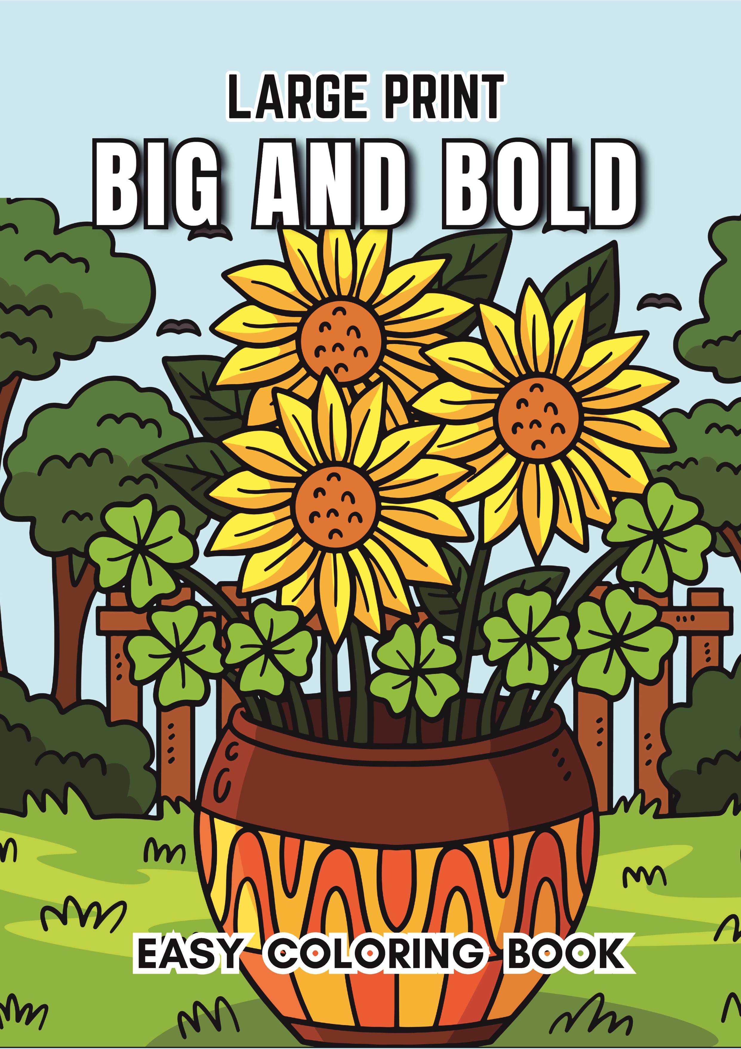 Big and bold easy coloring book a simple large print book featuring designs for adults beginners seniors mandalas food flowers and more