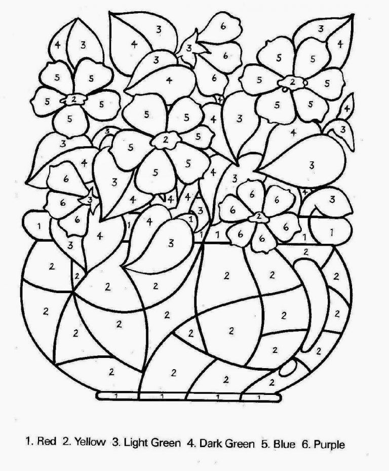 Color by number for older kids activity shelter spring coloring pages free coloring pages flower coloring pages