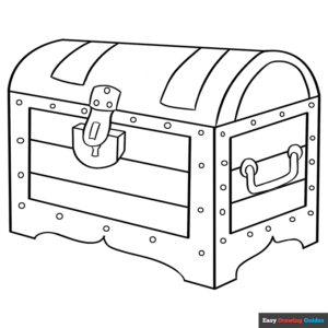 Treasure chest coloring page easy drawing guides