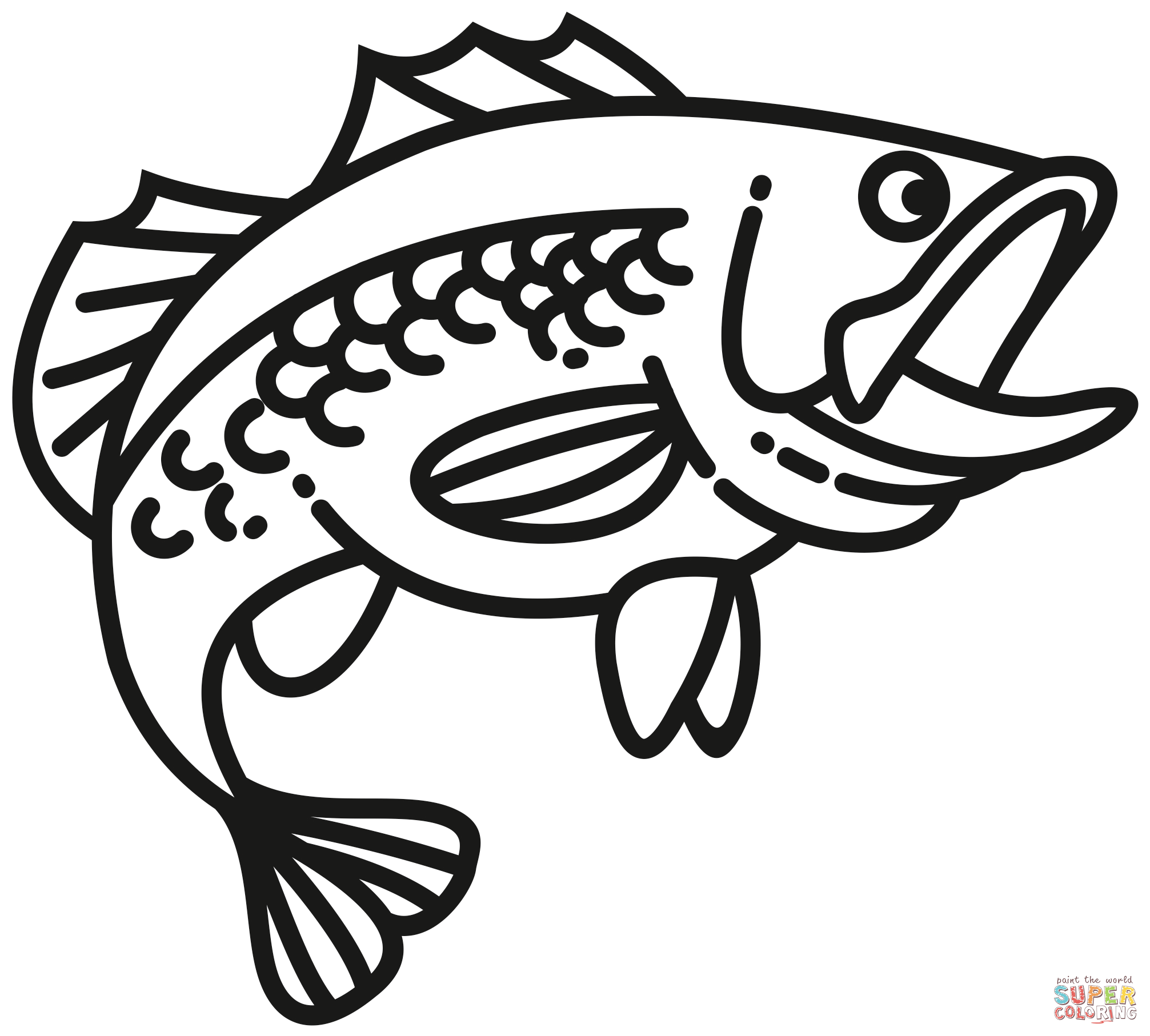 Bass fish coloring page free printable coloring pages