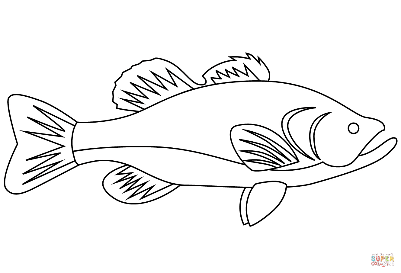 Bass fish coloring page free printable coloring pages