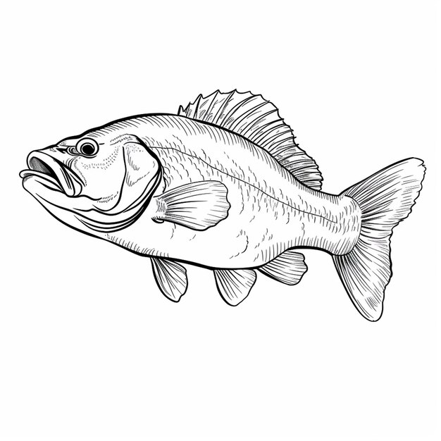 Premium ai image largemouth bass cute arts cute angel flat coloring book kawaii line art