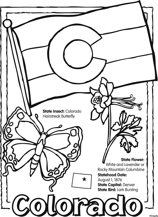 State of colorado free coloring page