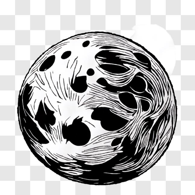 Download educational drawing of full moon for learning about the solar system png online